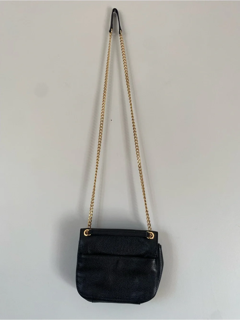 Michael Kors Black Leather Chain Shoulder Bag Gold Hardware